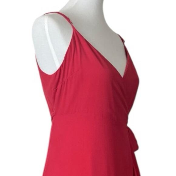 Lulu’s Wrap Dress Sleeveless Hi Low Ruffle Hem Coral Pink Women’s Size Small - Picture 10 of 16
